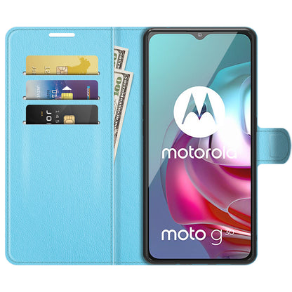 Litchi Texture Folio Flip Wallet Leather Phone Case with Stand for Motorola Moto G10/G30/G20