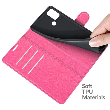 Litchi Texture Folio Flip Wallet Leather Phone Case with Stand for Motorola Moto G10/G30/G20