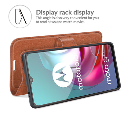 Litchi Texture Folio Flip Wallet Leather Phone Case with Stand for Motorola Moto G10/G30/G20