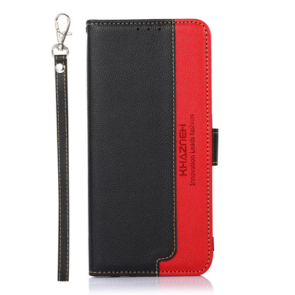 KHAZNEH RFID Blocking Anti-theft Swiping Design Litchi Skin Leather Phone Shell Case with Wallet for Motorola Moto G10/G30/G20