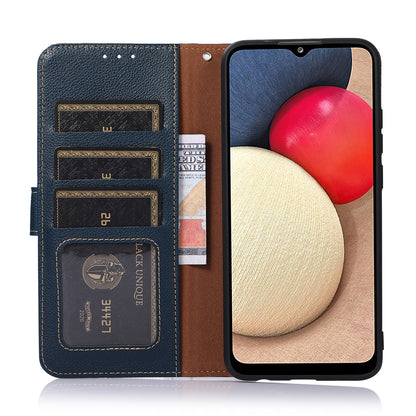 KHAZNEH RFID Blocking Anti-theft Swiping Design Litchi Skin Leather Phone Shell Case with Wallet for Motorola Moto G10/G30/G20