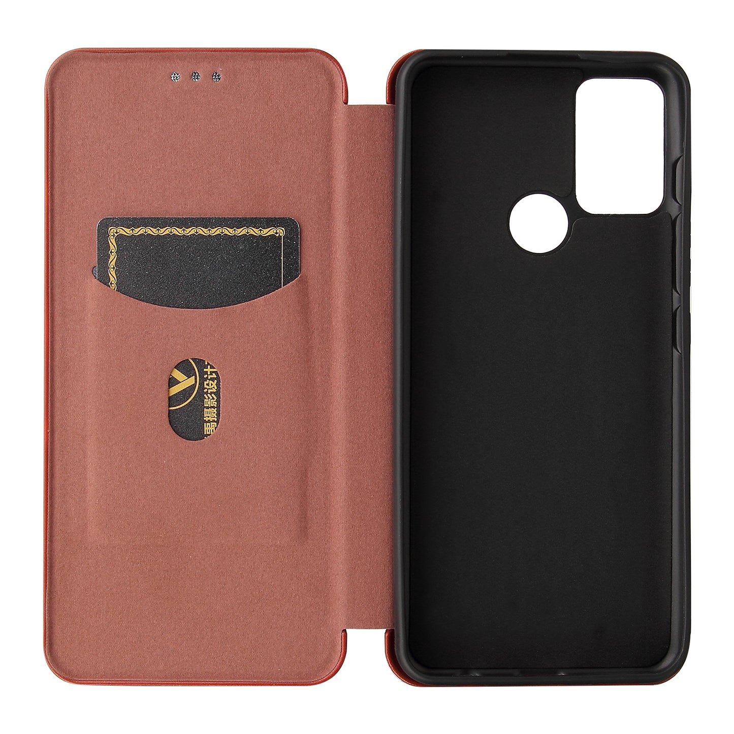 Auto-absorbed Carbon Fiber Texture Shock-proof Leather Case with Card Holder and Ring Strap for Motorola Moto G50