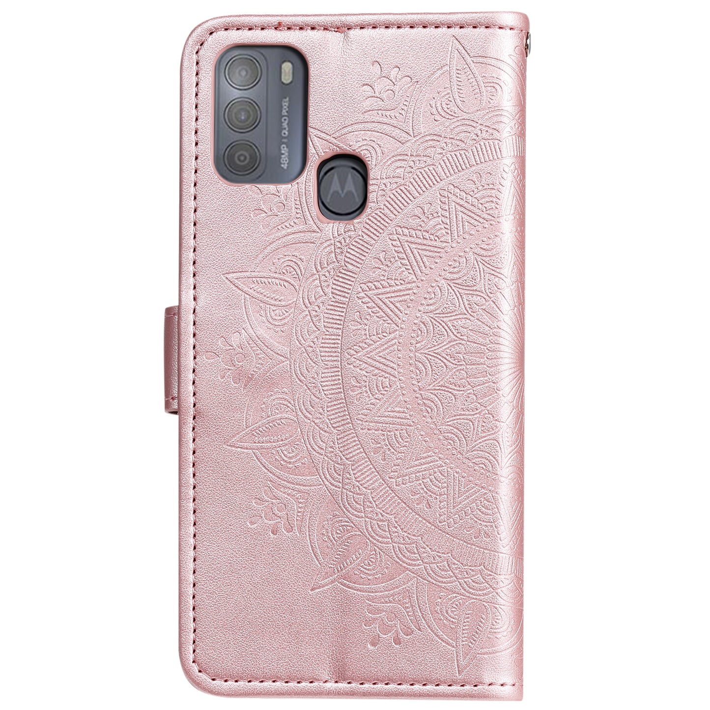 Imprinted Mandala Flower Wallet Leather Case for Motorola Moto G50