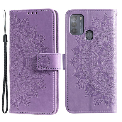 Imprinted Mandala Flower Wallet Leather Case for Motorola Moto G50