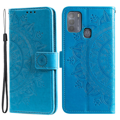 Imprinted Mandala Flower Wallet Leather Case for Motorola Moto G50