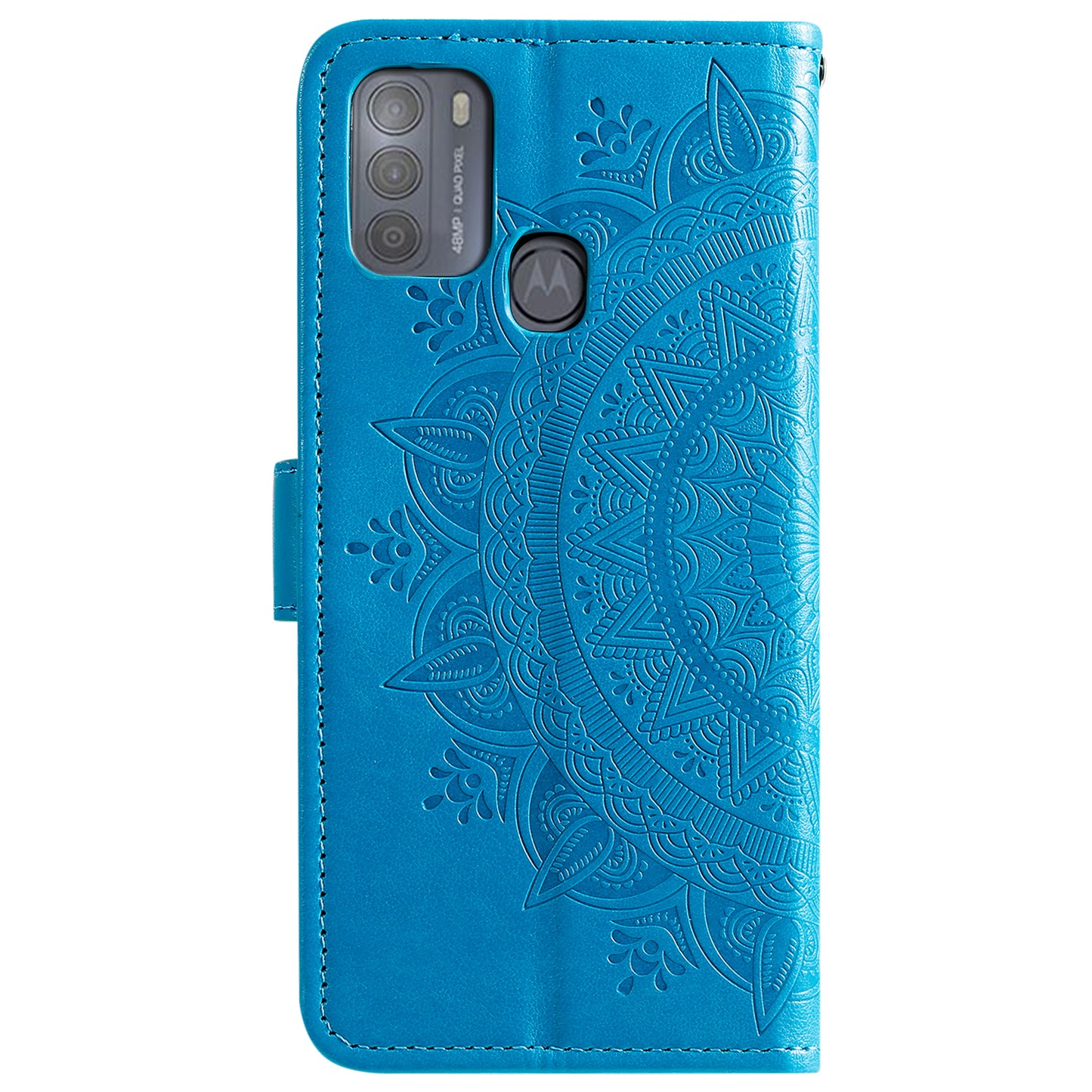 Imprinted Mandala Flower Wallet Leather Case for Motorola Moto G50