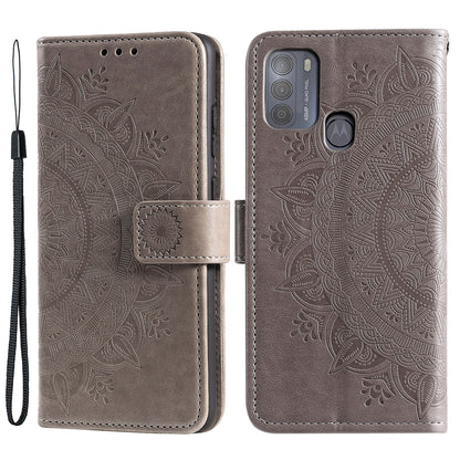 Imprinted Mandala Flower Wallet Leather Case for Motorola Moto G50