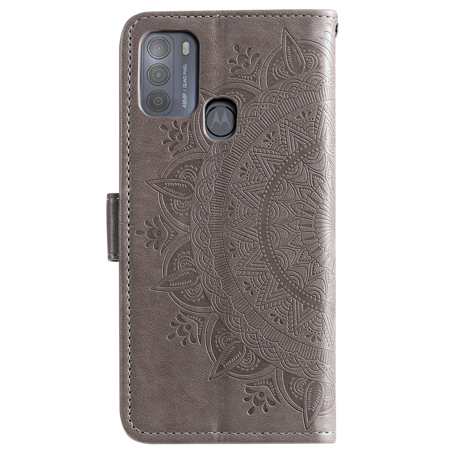 Imprinted Mandala Flower Wallet Leather Case for Motorola Moto G50