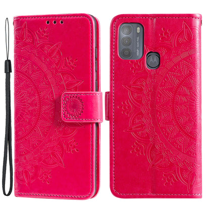 Imprinted Mandala Flower Wallet Leather Case for Motorola Moto G50