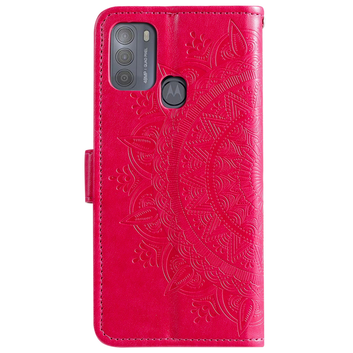 Imprinted Mandala Flower Wallet Leather Case for Motorola Moto G50