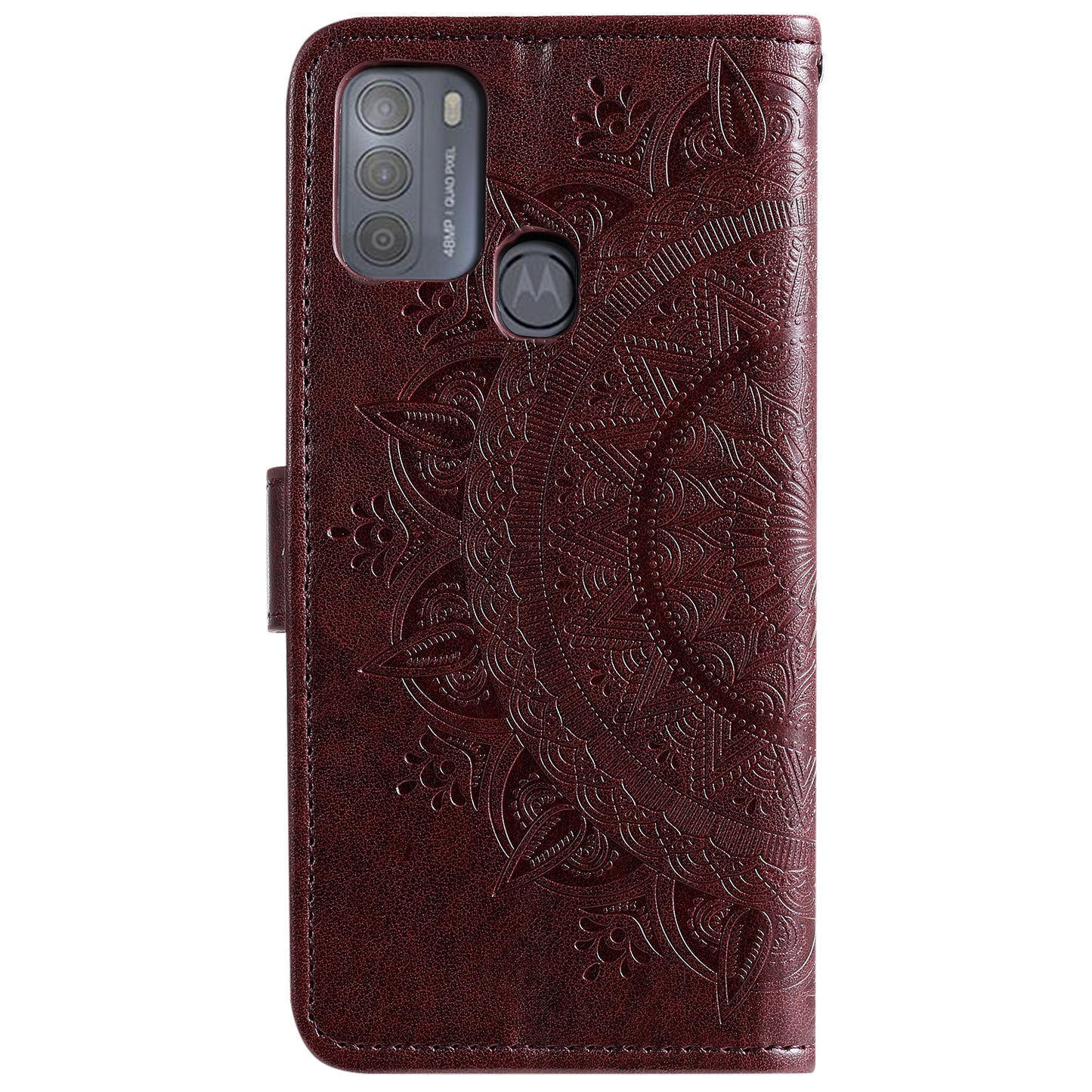 Imprinted Mandala Flower Wallet Leather Case for Motorola Moto G50