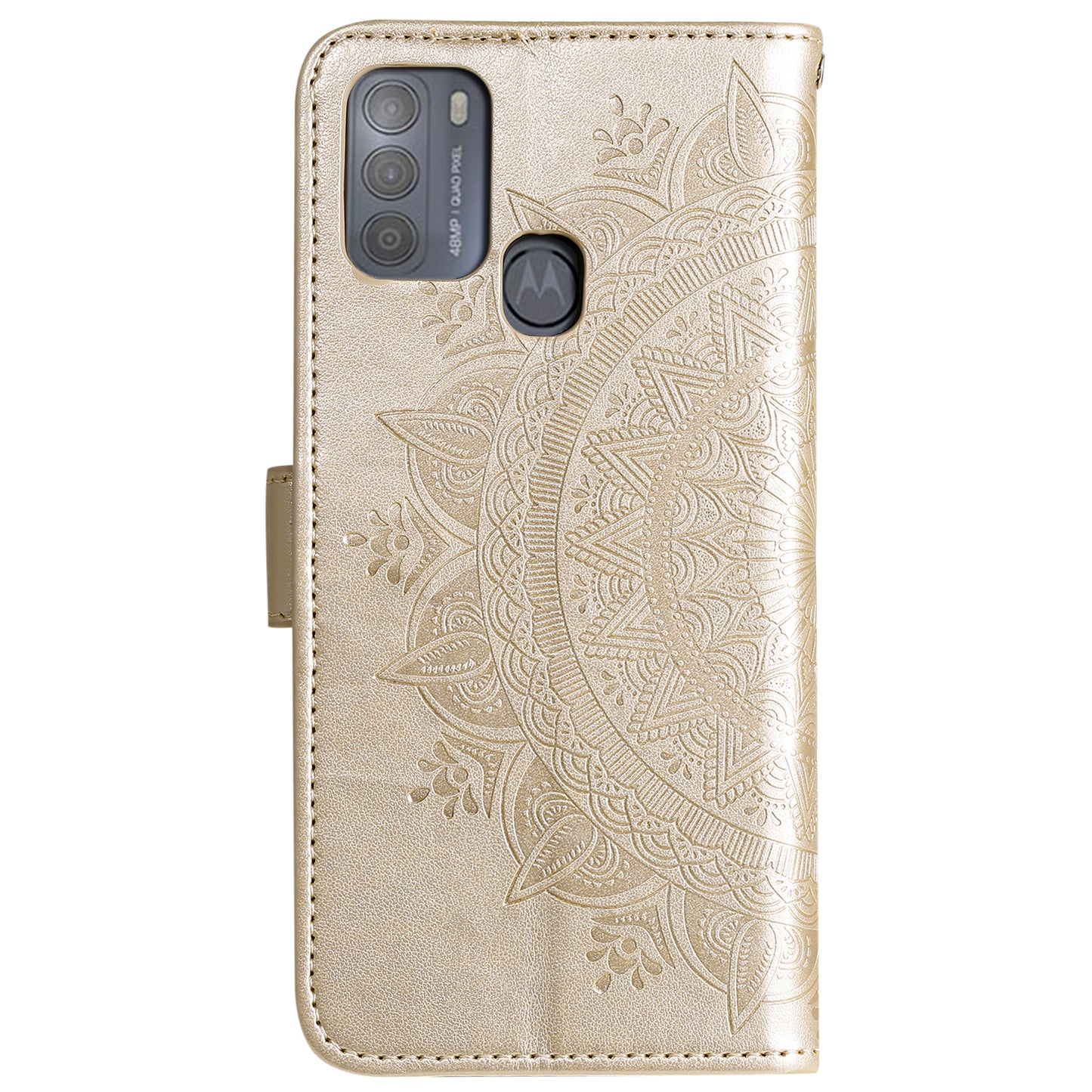 Imprinted Mandala Flower Wallet Leather Case for Motorola Moto G50