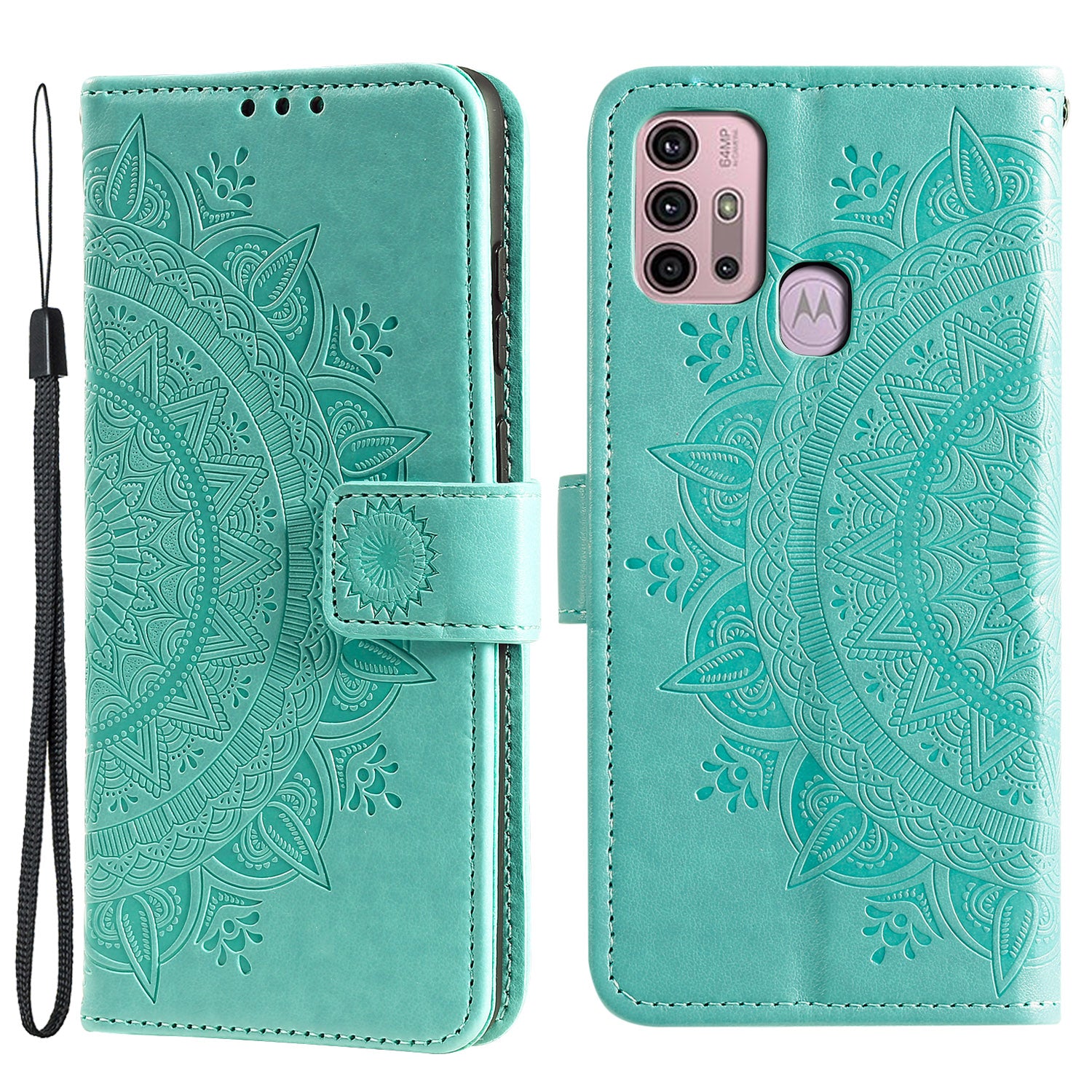 Imprinted Mandala Flower Wallet Leather Case for Motorola Moto G30/G20/G10