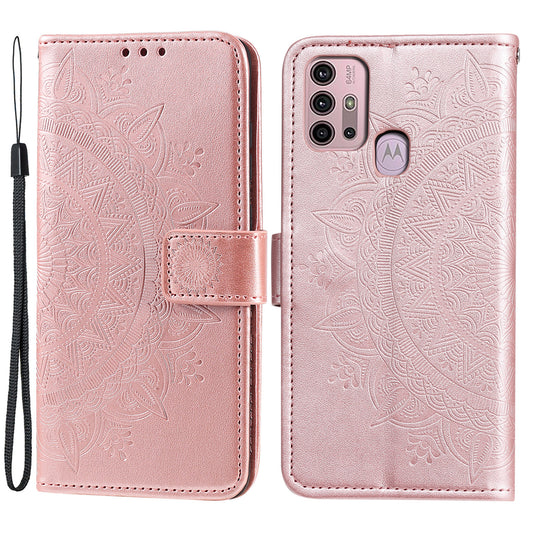 Imprinted Mandala Flower Wallet Leather Case for Motorola Moto G30/G20/G10