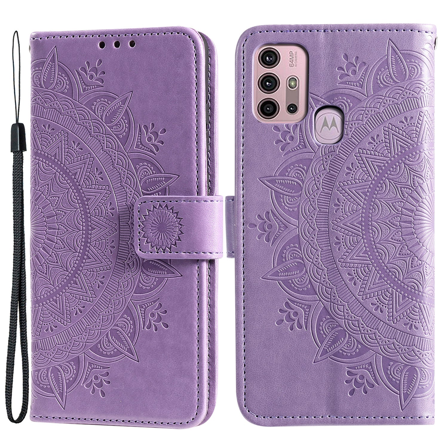 Imprinted Mandala Flower Wallet Leather Case for Motorola Moto G30/G20/G10