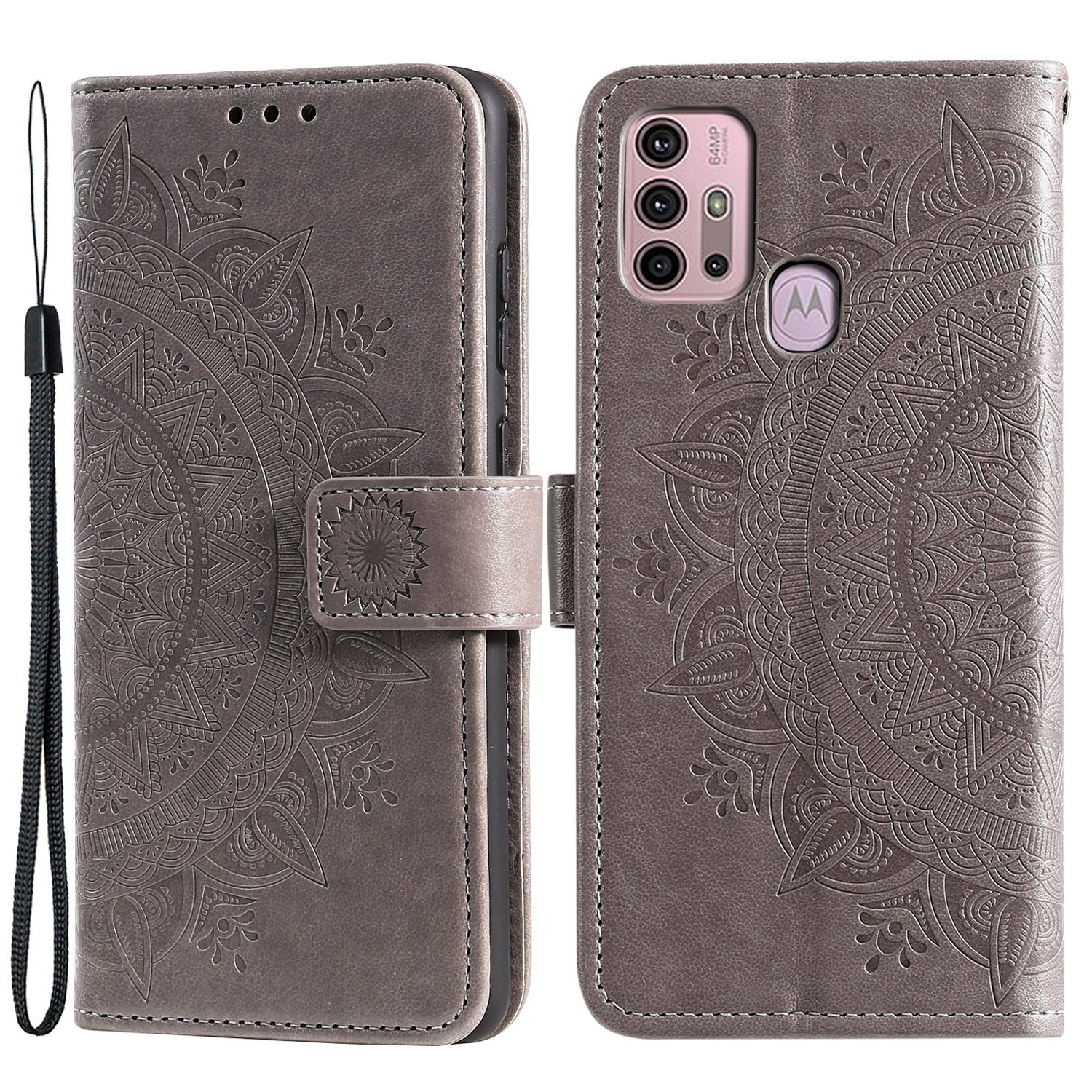 Imprinted Mandala Flower Wallet Leather Case for Motorola Moto G30/G20/G10