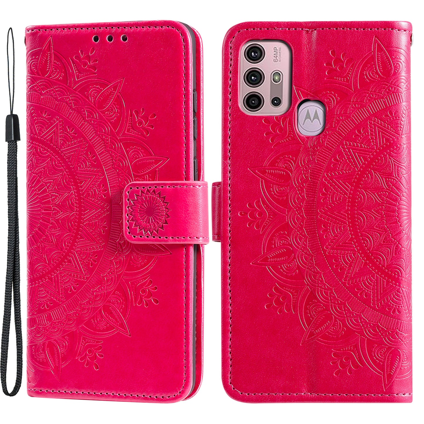 Imprinted Mandala Flower Wallet Leather Case for Motorola Moto G30/G20/G10