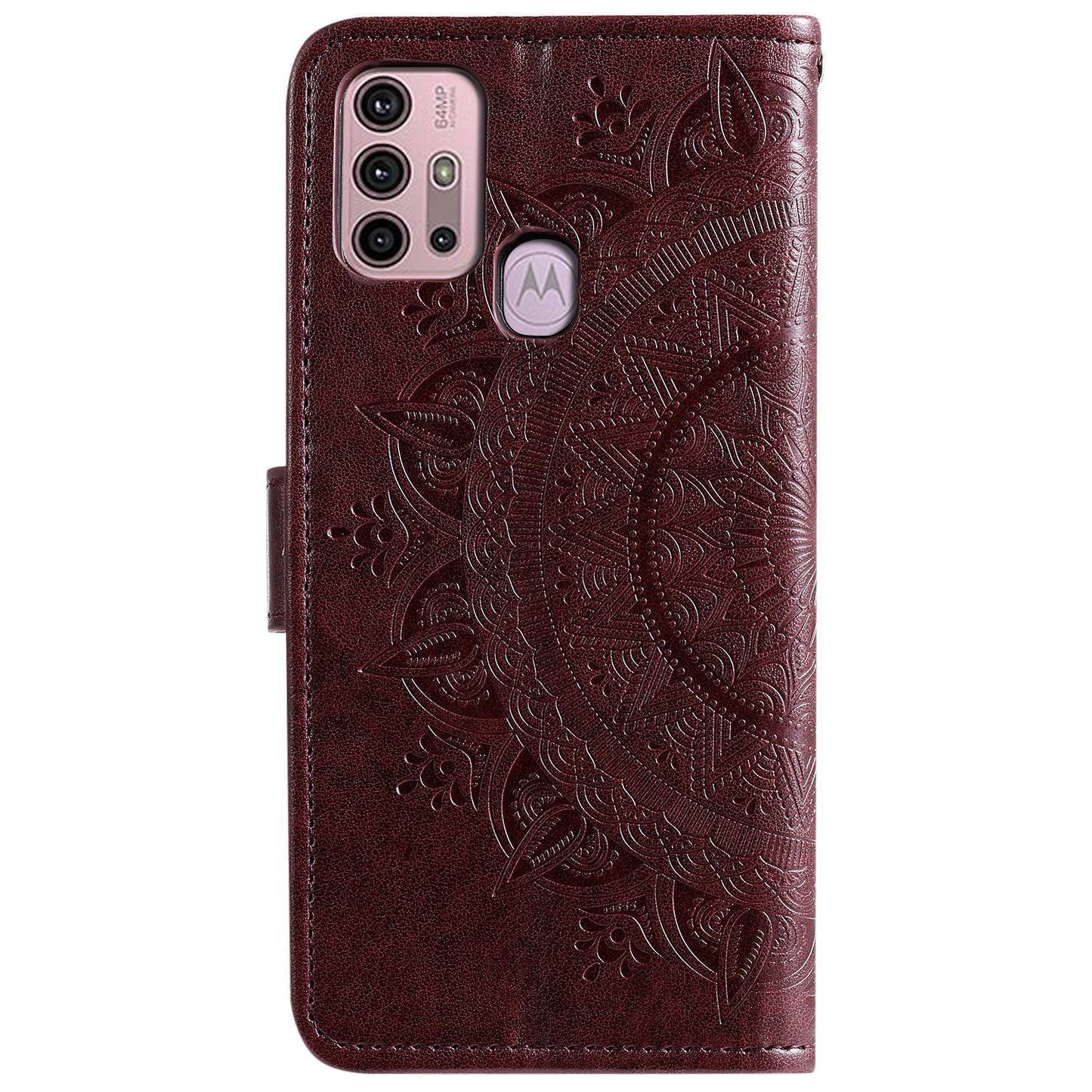 Imprinted Mandala Flower Wallet Leather Case for Motorola Moto G30/G20/G10