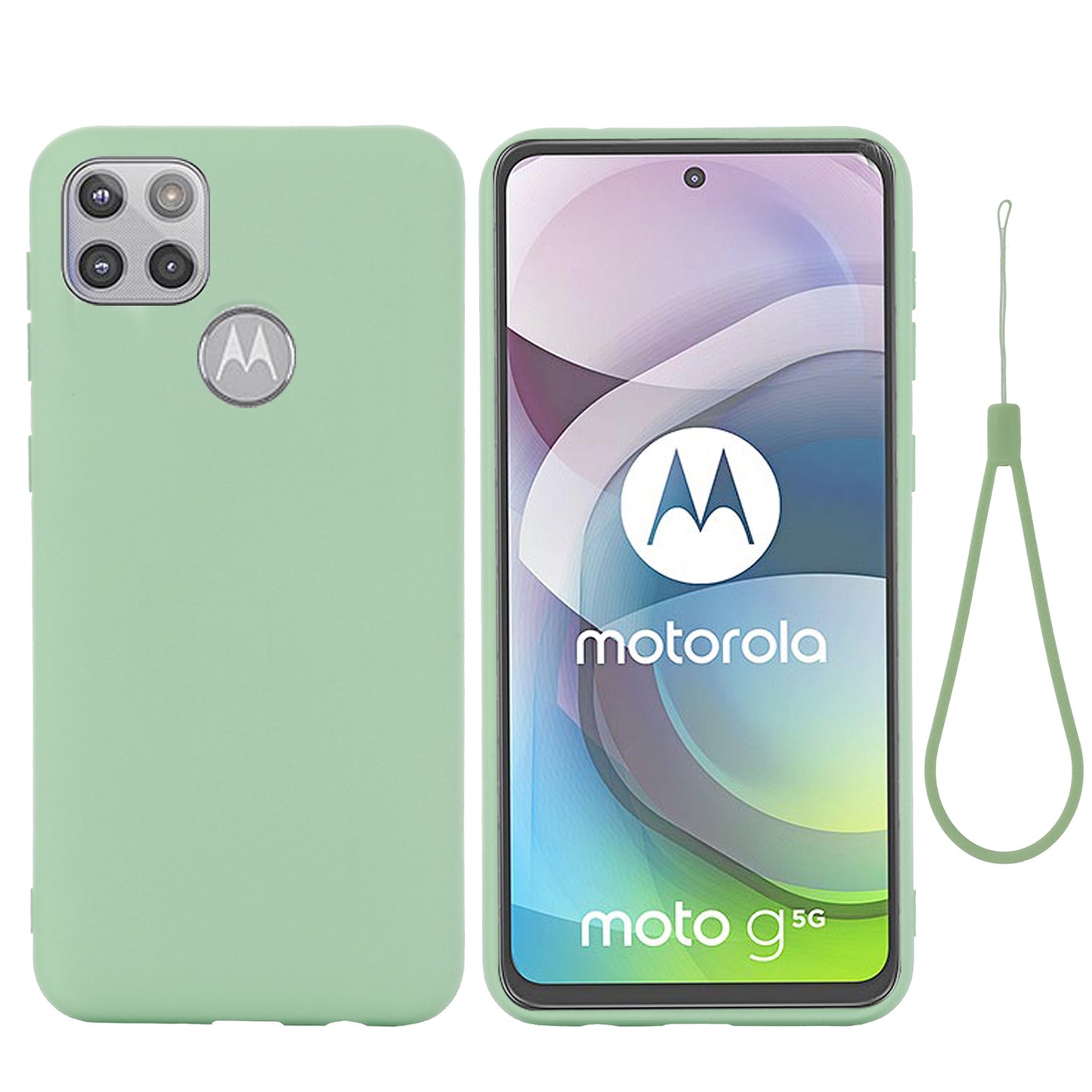 Liquid Silicone Soft Cover Case with Handy Strap for Motorola Moto G 5G