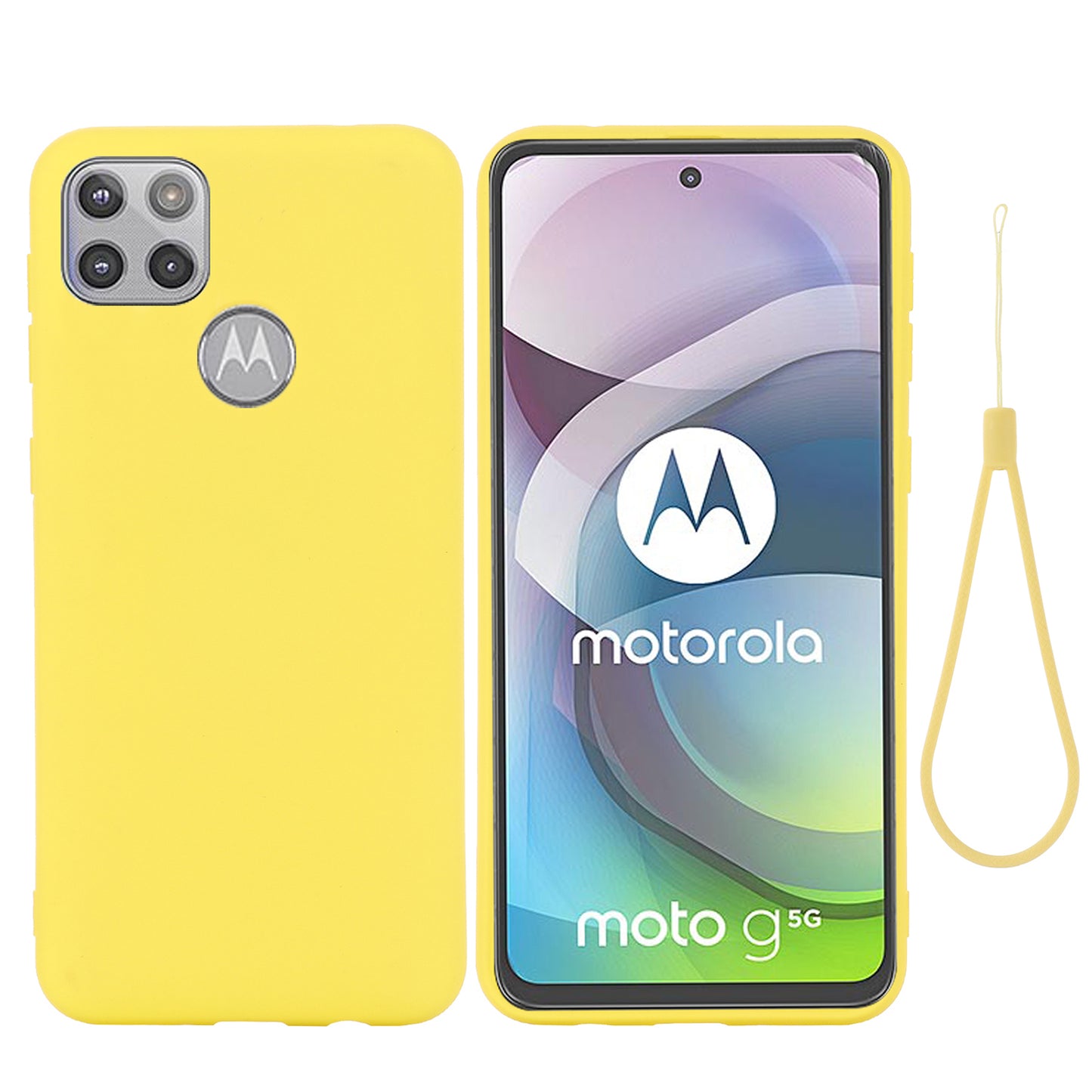 Liquid Silicone Soft Cover Case with Handy Strap for Motorola Moto G 5G