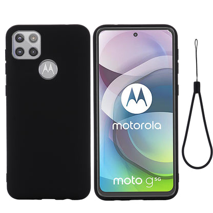 Liquid Silicone Soft Cover Case with Handy Strap for Motorola Moto G 5G