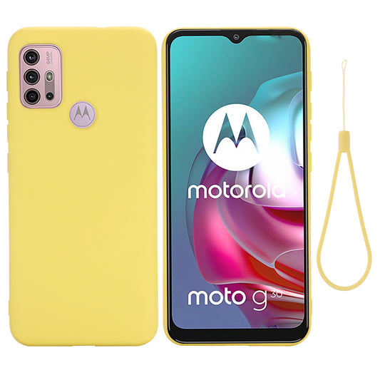 Liquid Silicone Soft Cover Case with Handy Strap for Motorola Moto G30/G20 / G10