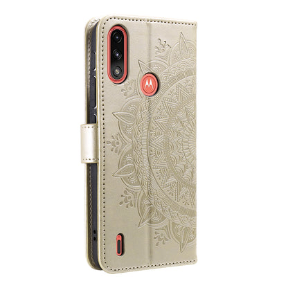 Imprinted Mandala Flower Design Wallet Leather Case for Motorola Moto E7 Power/Moto E7i Power