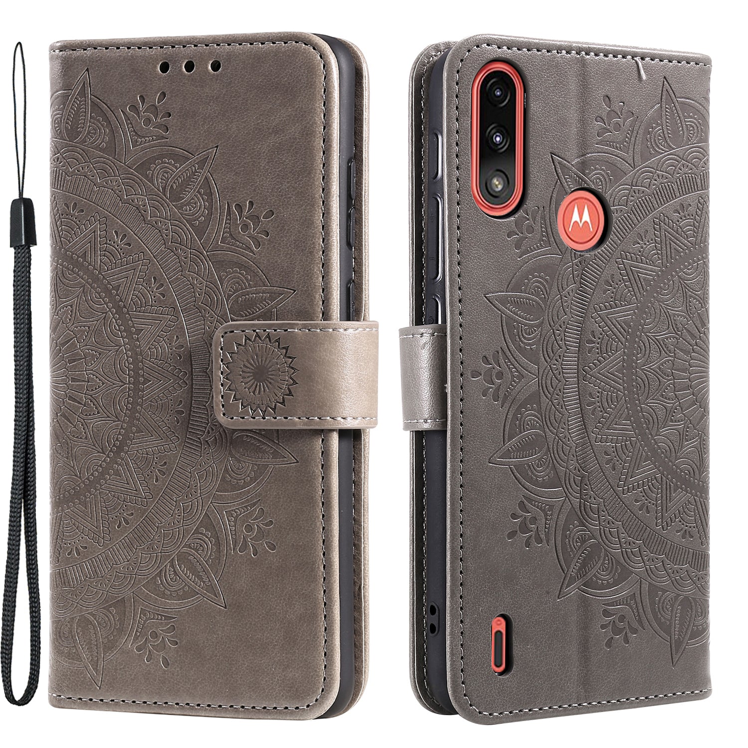 Imprinted Mandala Flower Design Wallet Leather Case for Motorola Moto E7 Power/Moto E7i Power