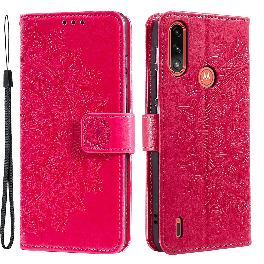 Imprinted Mandala Flower Design Wallet Leather Case for Motorola Moto E7 Power/Moto E7i Power