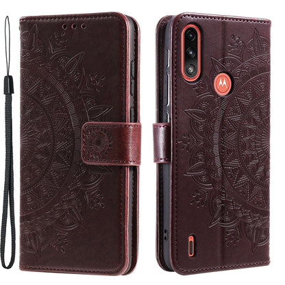 Imprinted Mandala Flower Design Wallet Leather Case for Motorola Moto E7 Power/Moto E7i Power