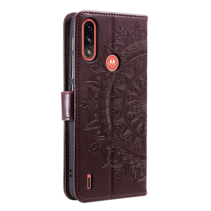 Imprinted Mandala Flower Design Wallet Leather Case for Motorola Moto E7 Power/Moto E7i Power