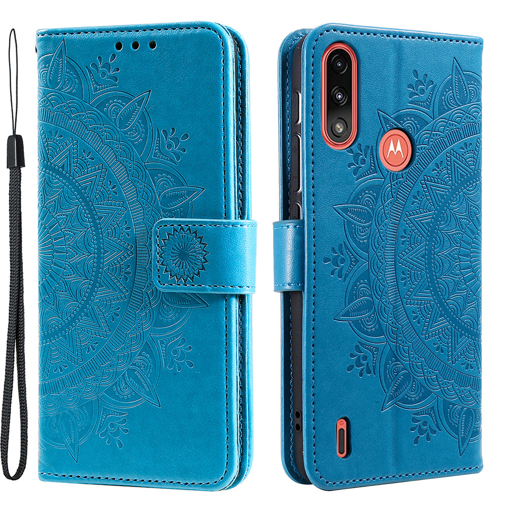 Imprinted Mandala Flower Design Wallet Leather Case for Motorola Moto E7 Power/Moto E7i Power