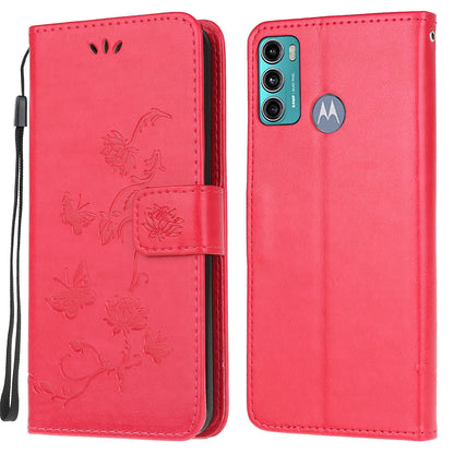 Imprint Butterfly Flower Wallet Stand Leather Mobile Phone Case for Motorola Moto G60/G40 Fusion