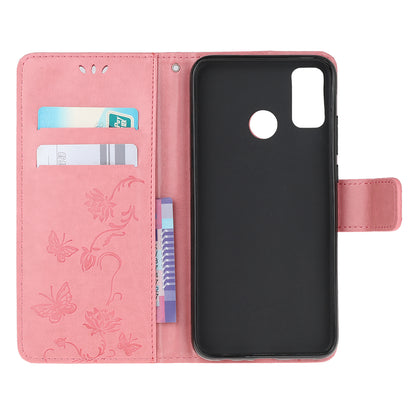 Imprint Butterfly Flower Wallet Stand Leather Mobile Phone Case for Motorola Moto G60/G40 Fusion