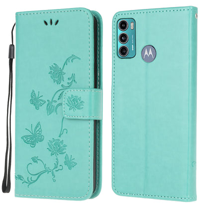 Imprint Butterfly Flower Wallet Stand Leather Mobile Phone Case for Motorola Moto G60/G40 Fusion