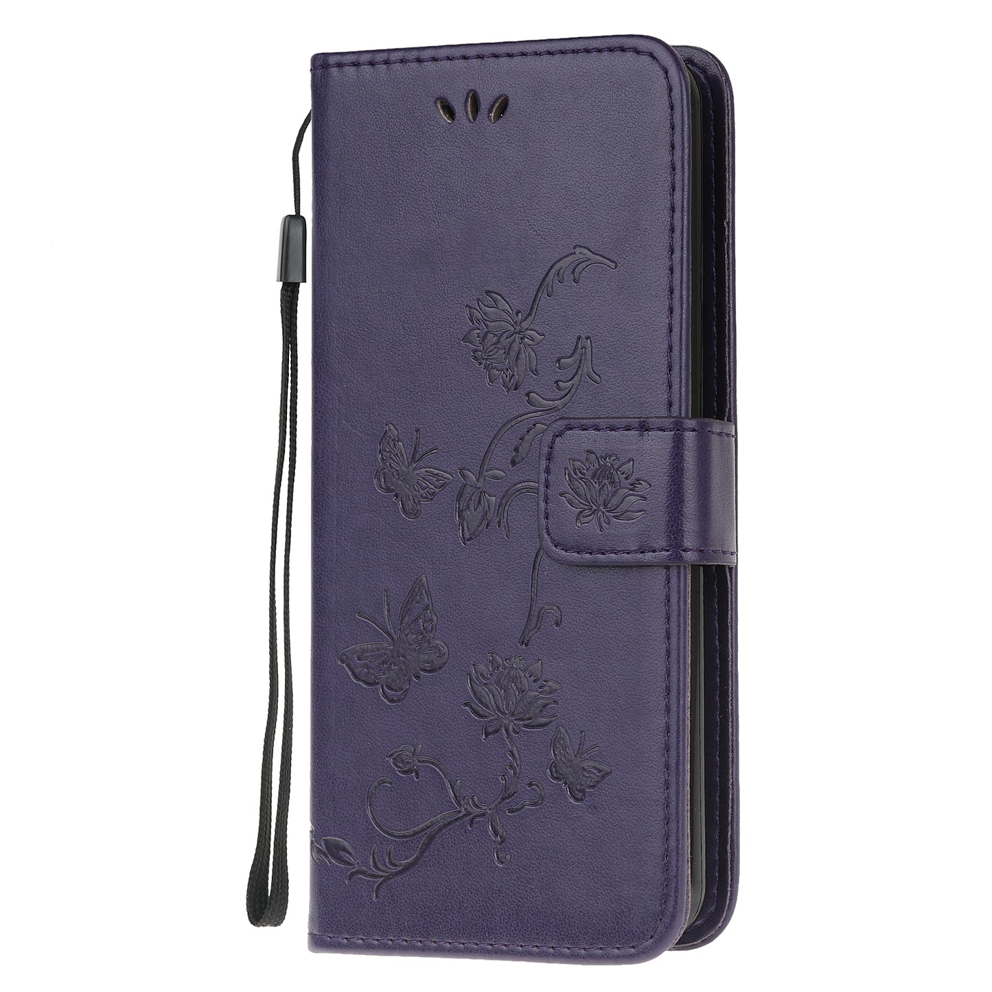 Imprint Butterfly Flower Wallet Stand Leather Mobile Phone Case for Motorola Moto G60/G40 Fusion