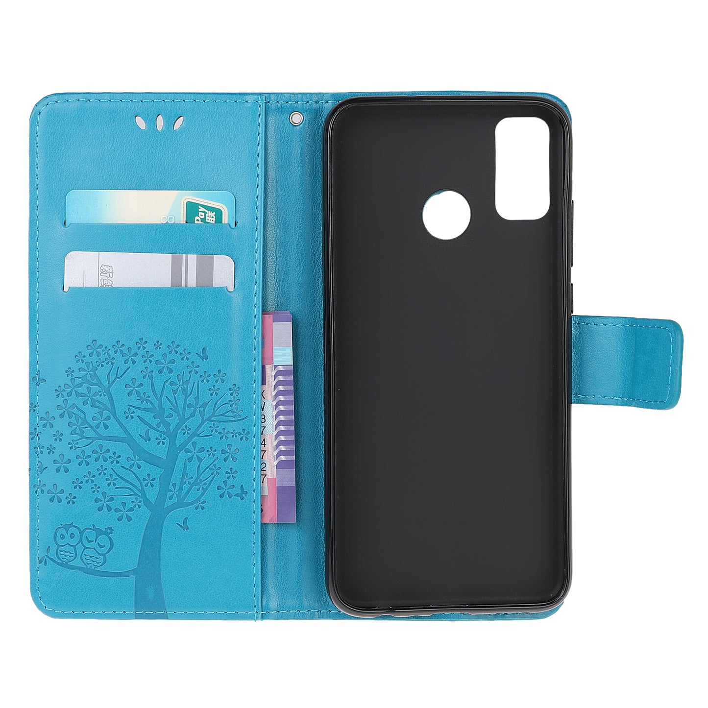 Owl Tree Pattern Imprinted Wallet Stand Leather Cover for Motorola Moto G60/G40 Fusion