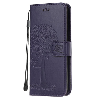 Owl Tree Pattern Imprinted Wallet Stand Leather Cover for Motorola Moto G60/G40 Fusion