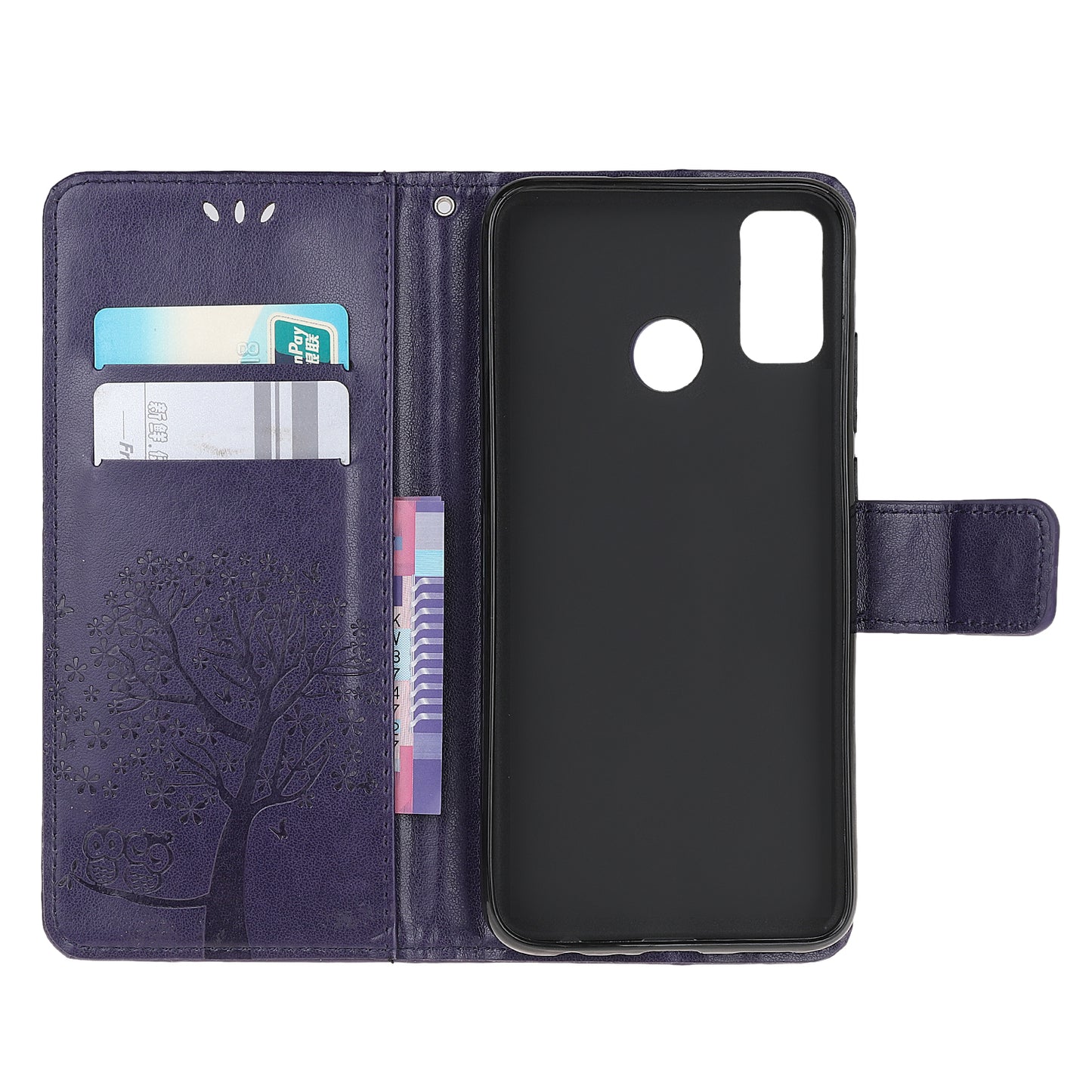 Owl Tree Pattern Imprinted Wallet Stand Leather Cover for Motorola Moto G60/G40 Fusion