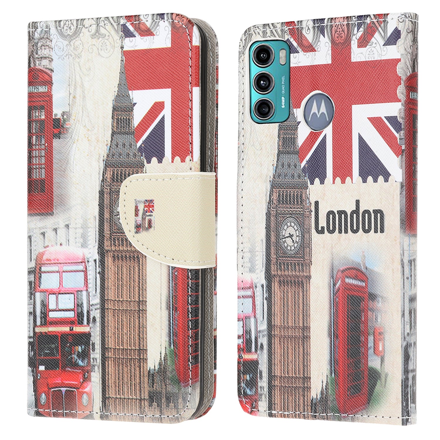 Cross Texture Pattern Printing Leather Wallet Stand Phone Case Shell for Motorola Moto G60/G40 Fusion