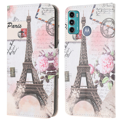 Cross Texture Pattern Printing Leather Wallet Stand Phone Case Shell for Motorola Moto G60/G40 Fusion