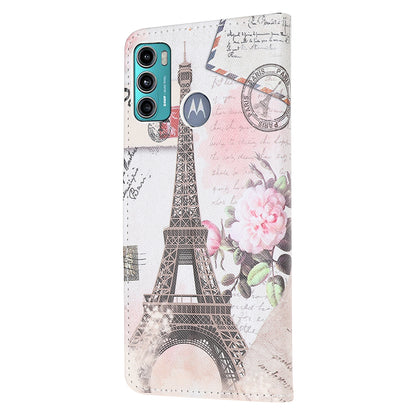 Cross Texture Pattern Printing Leather Wallet Stand Phone Case Shell for Motorola Moto G60/G40 Fusion