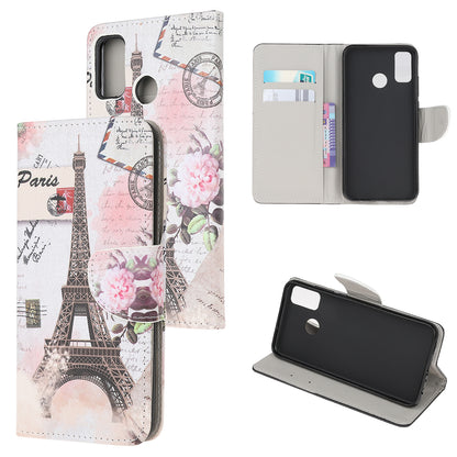 Cross Texture Pattern Printing Leather Wallet Stand Phone Case Shell for Motorola Moto G60/G40 Fusion