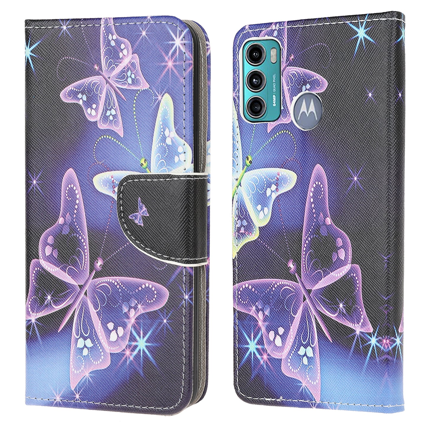 Cross Texture Pattern Printing Leather Wallet Stand Phone Case Shell for Motorola Moto G60/G40 Fusion