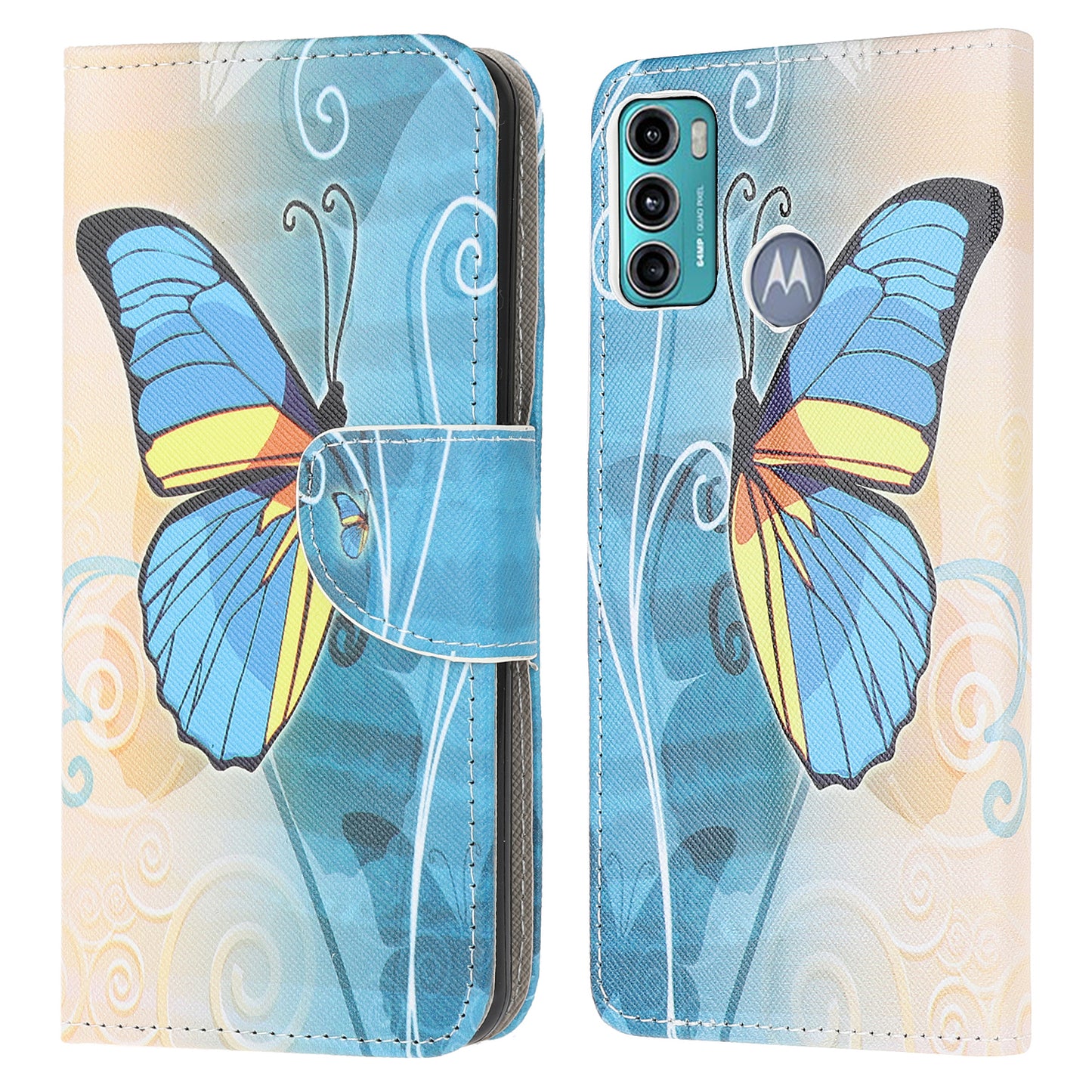 Cross Texture Pattern Printing Leather Wallet Stand Phone Case Shell for Motorola Moto G60/G40 Fusion