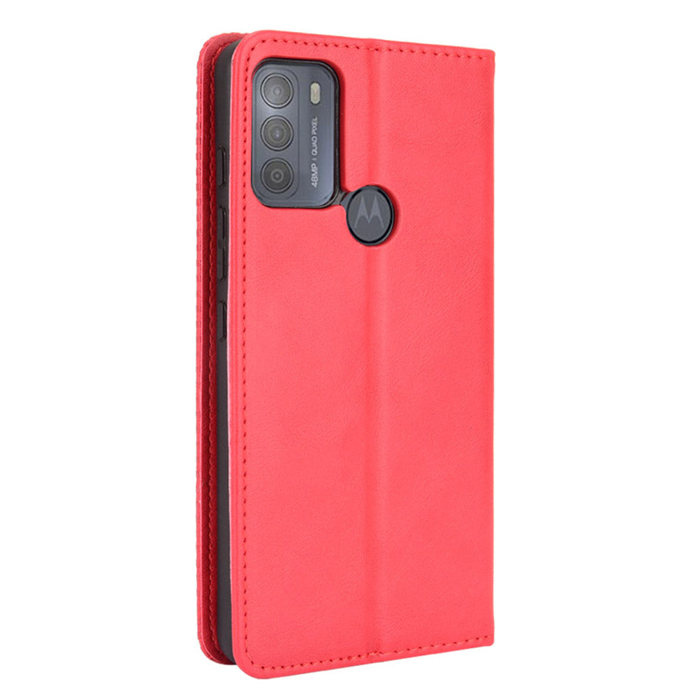 Vintage Style Phone Case Wallet Stand Magnetic Closure Leather Cover for Motorola Moto G50