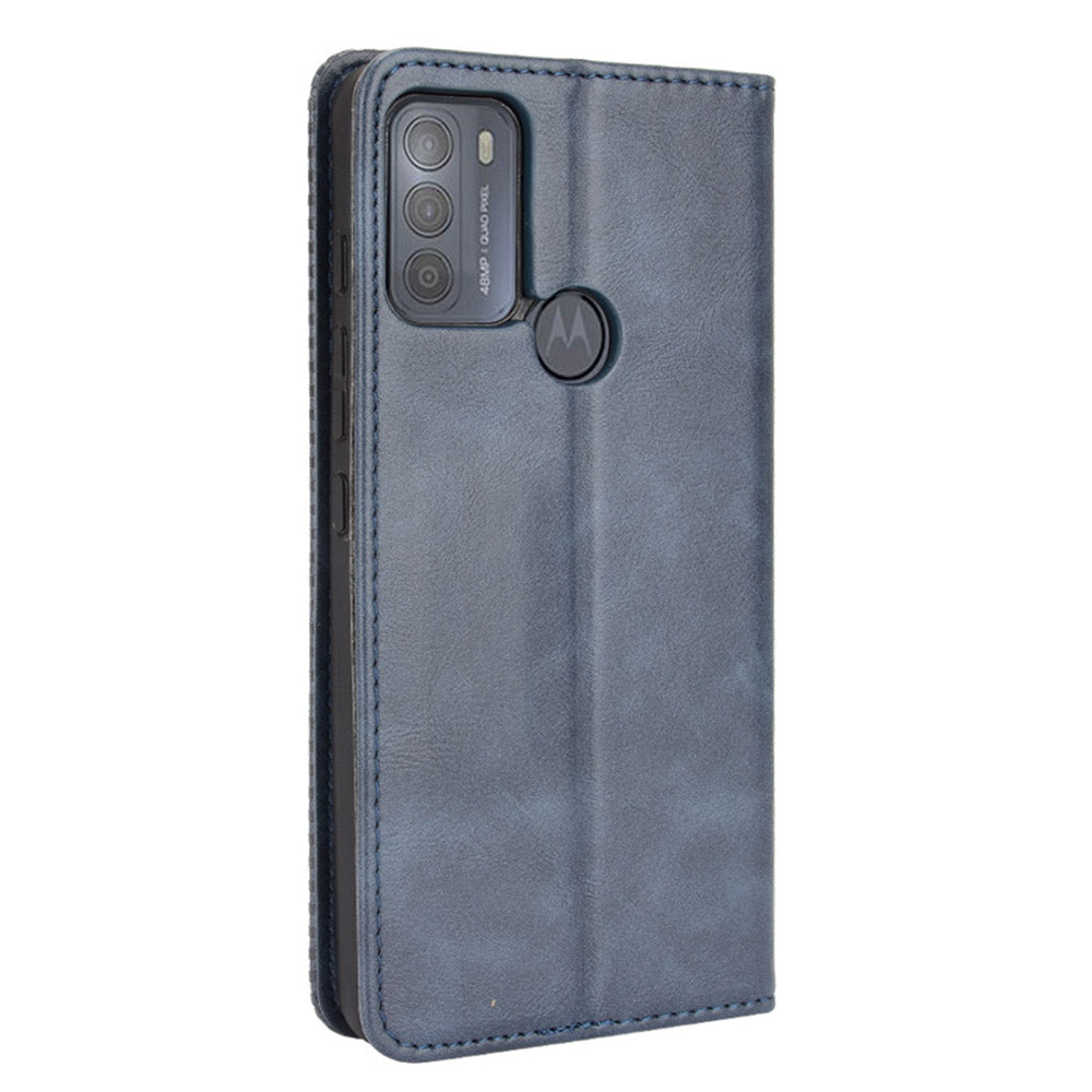 Vintage Style Phone Case Wallet Stand Magnetic Closure Leather Cover for Motorola Moto G50