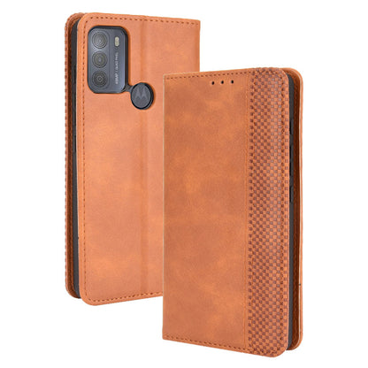 Vintage Style Phone Case Wallet Stand Magnetic Closure Leather Cover for Motorola Moto G50