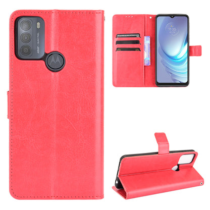 Crazy Horse PU Leather Phone Case Protector Cover Wallet Stand for Motorola Moto G50