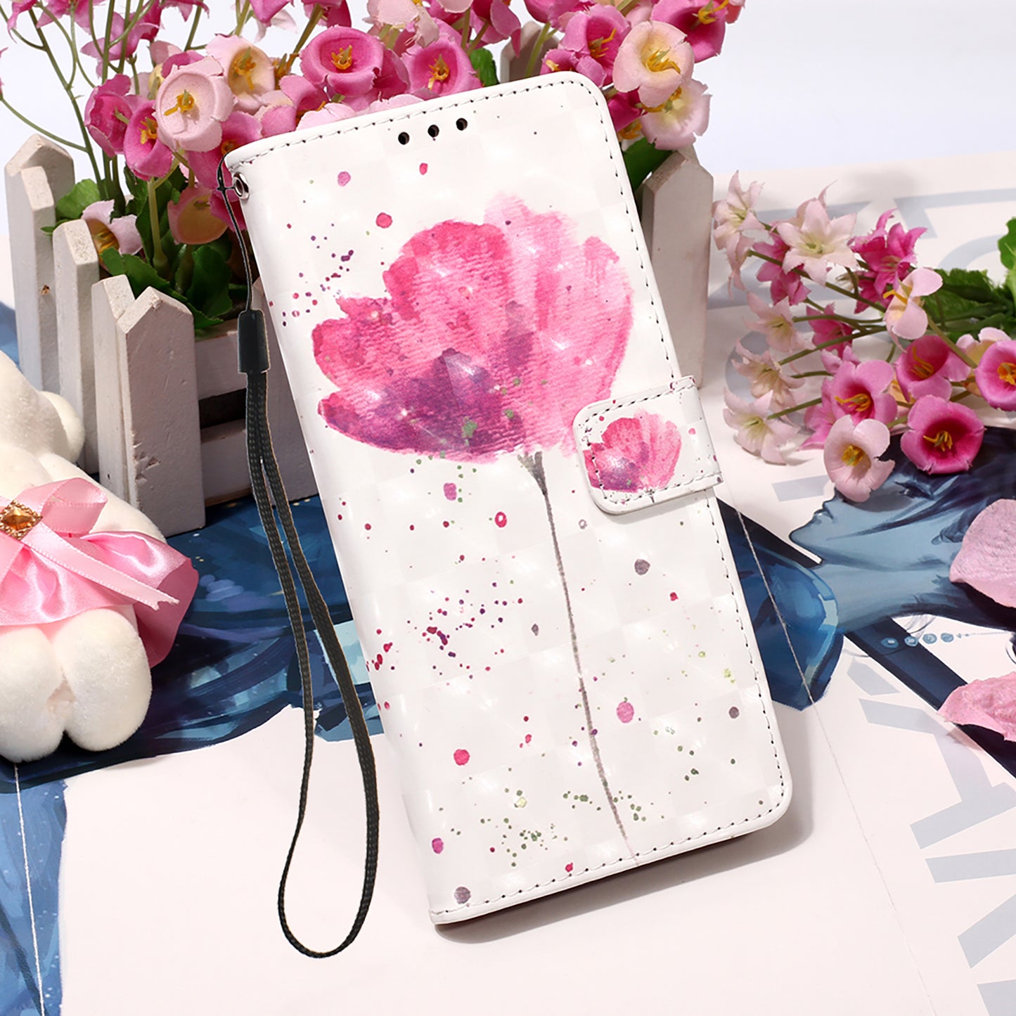 3D Pattern Printing Leather Protection Case Wallet Stand Phone Cover for Motorola Moto G50